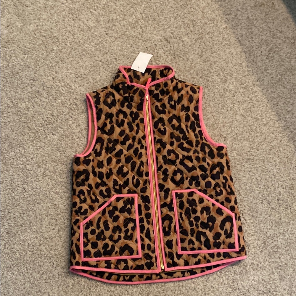 Crewcuts Leopard Print Vest with Pink Accents, size 8
